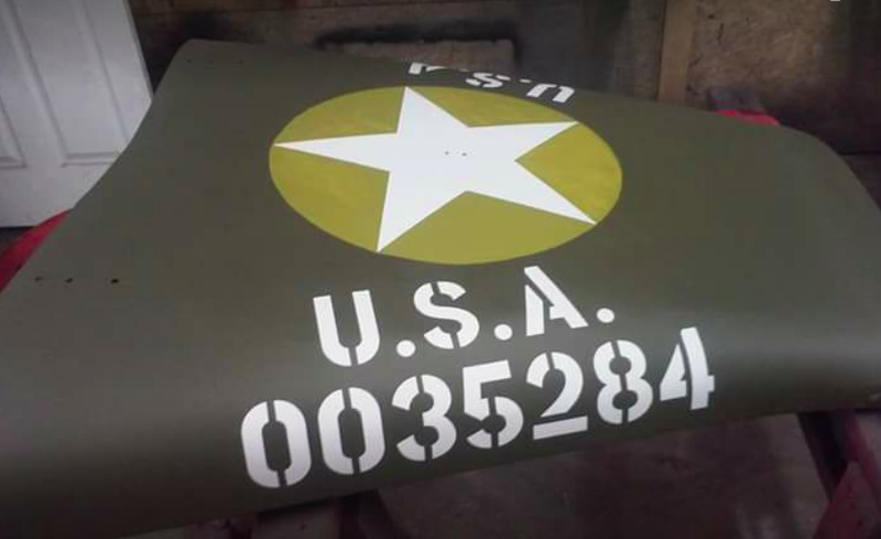 Replica M5 Paint on the hood of a 1 1/2 Ton Chevy K43; Photo credit: Chad Phillips